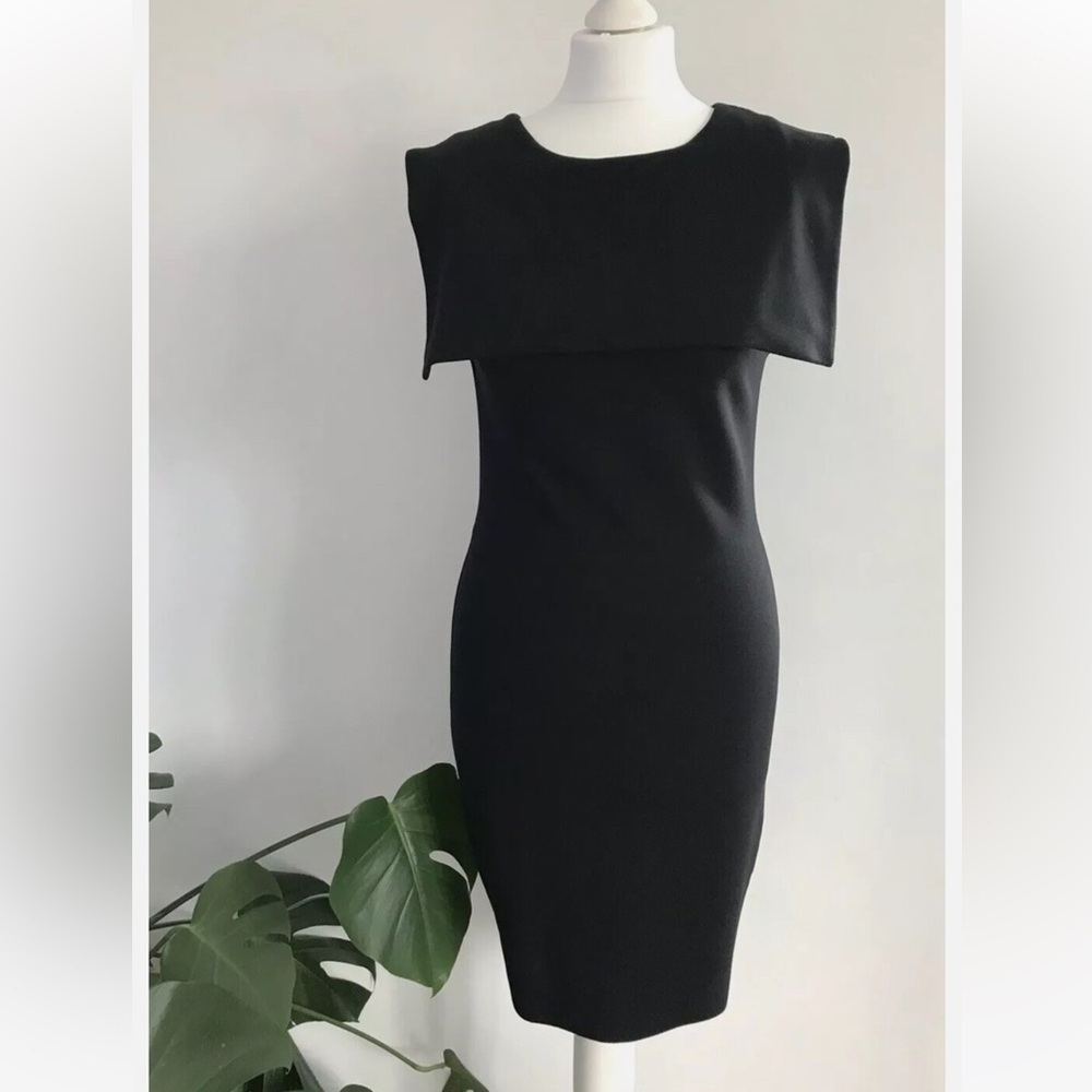 COS black knit dress with front flap and cutout back - size Large (L) - Picture 3 of 8